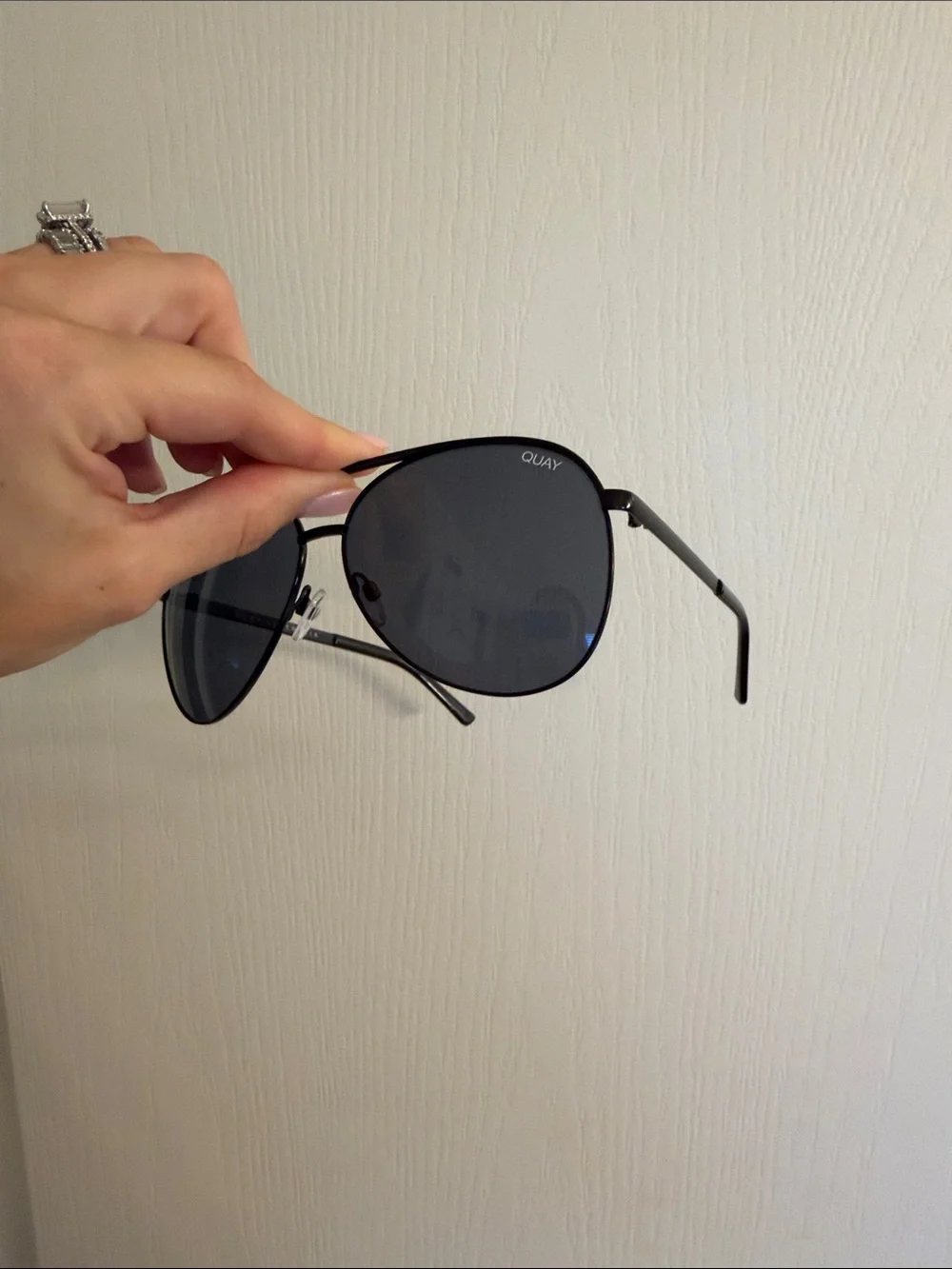 Quay Australia Black Aviator Sunglasses with Dark Lenses
